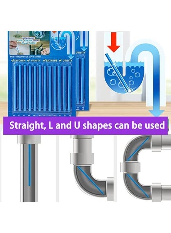 ٢٤ قطعة من أعواد تنظيف المصارف، أعواد تنظيف الأحواض ومزيل الروائح الكريهة، تحافظ على المصارف نظيفة وخالية من الروائح في الحمام والمطبخ والمرحاض وأنابيب تصريف الدش، وتزيل الروائح وتمنع الانسداد. - Image 4